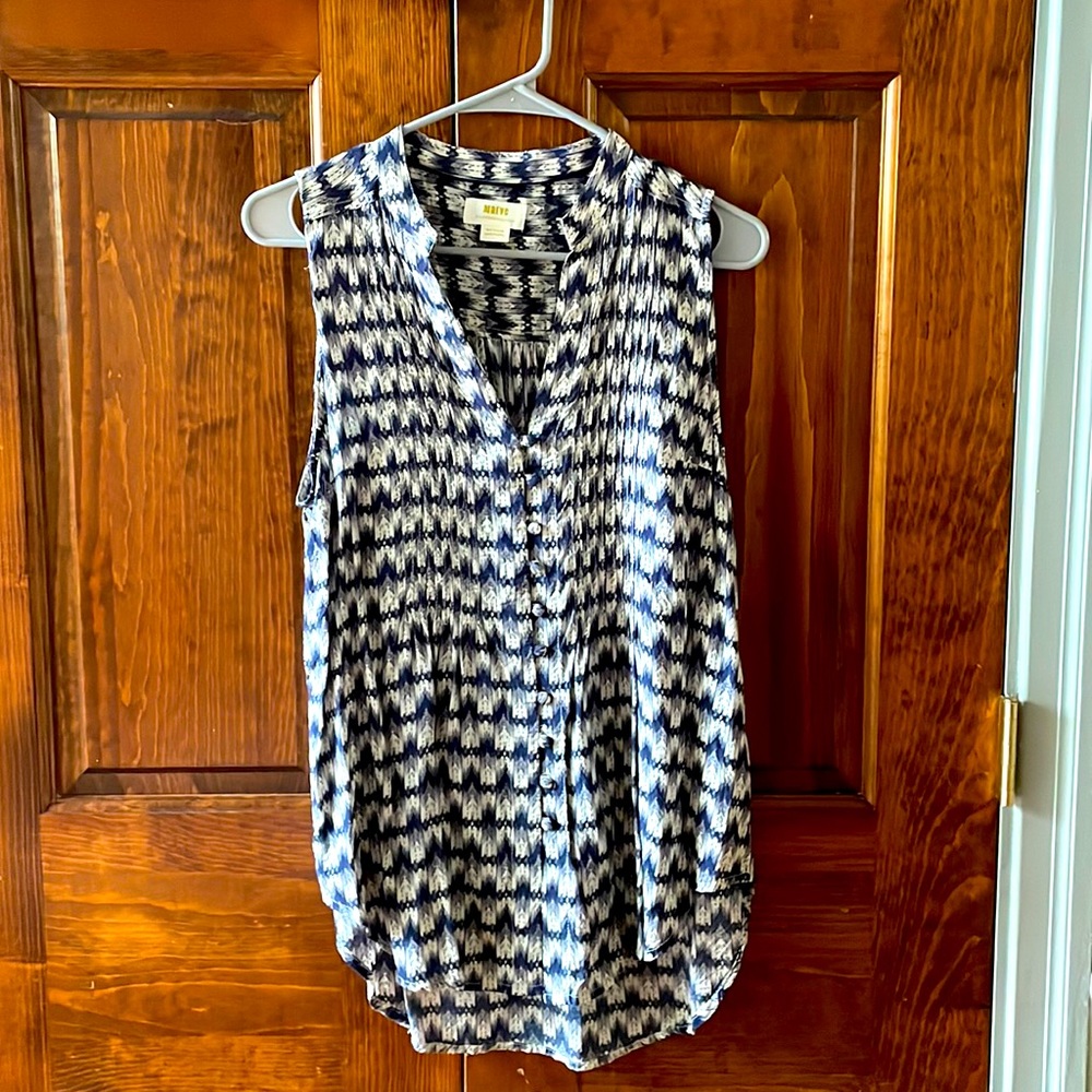 Sleeveless printed blouse Maeve/Anthropologie Medium